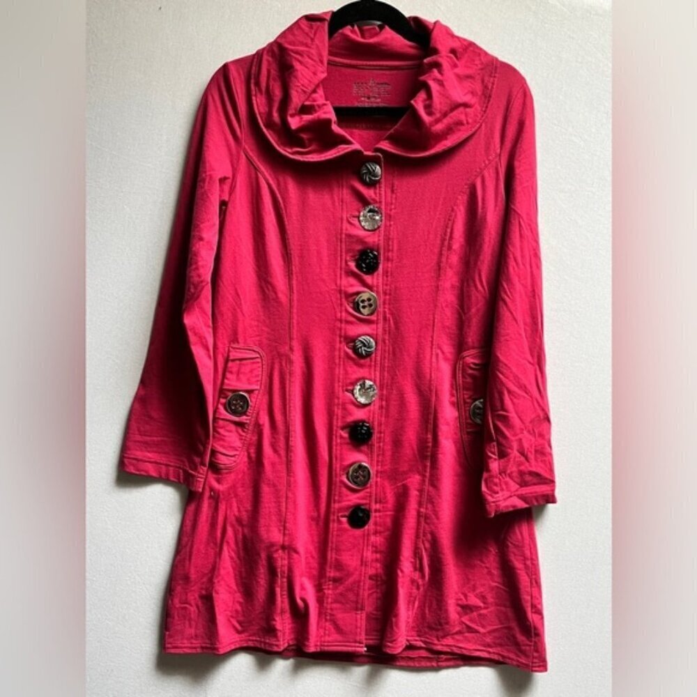 Neon Buddha Pink Cotton Cowl Collar Button Jacket Women's Size XS